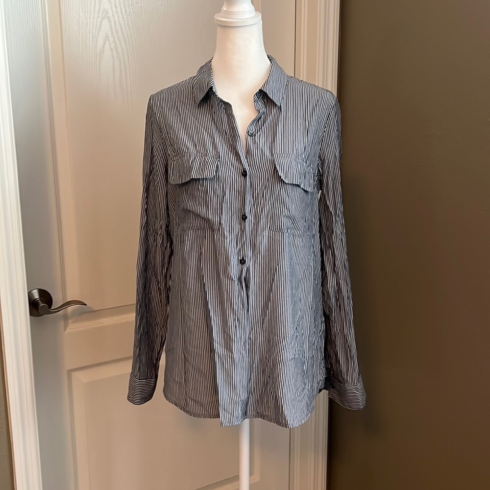 Express Gray/White Striped Button Down Size Small